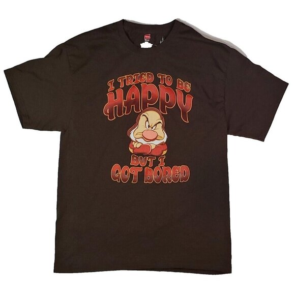 Grumpy Snow White T-Shirt M Disney Parks I Tried To Be Happy Bored Hanes Unisex - Picture 1 of 8